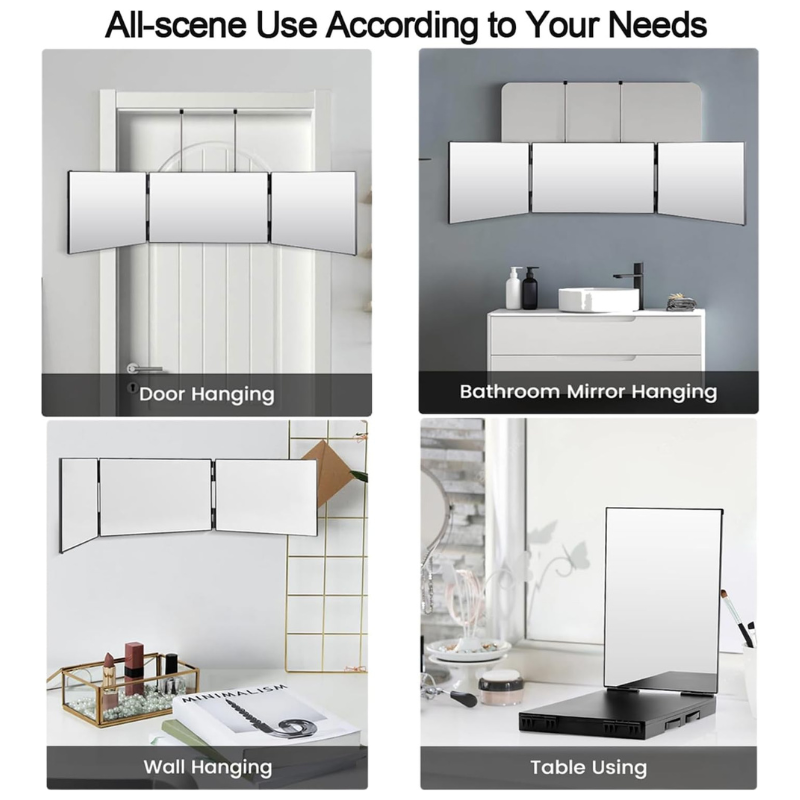 LED trifold mirror
