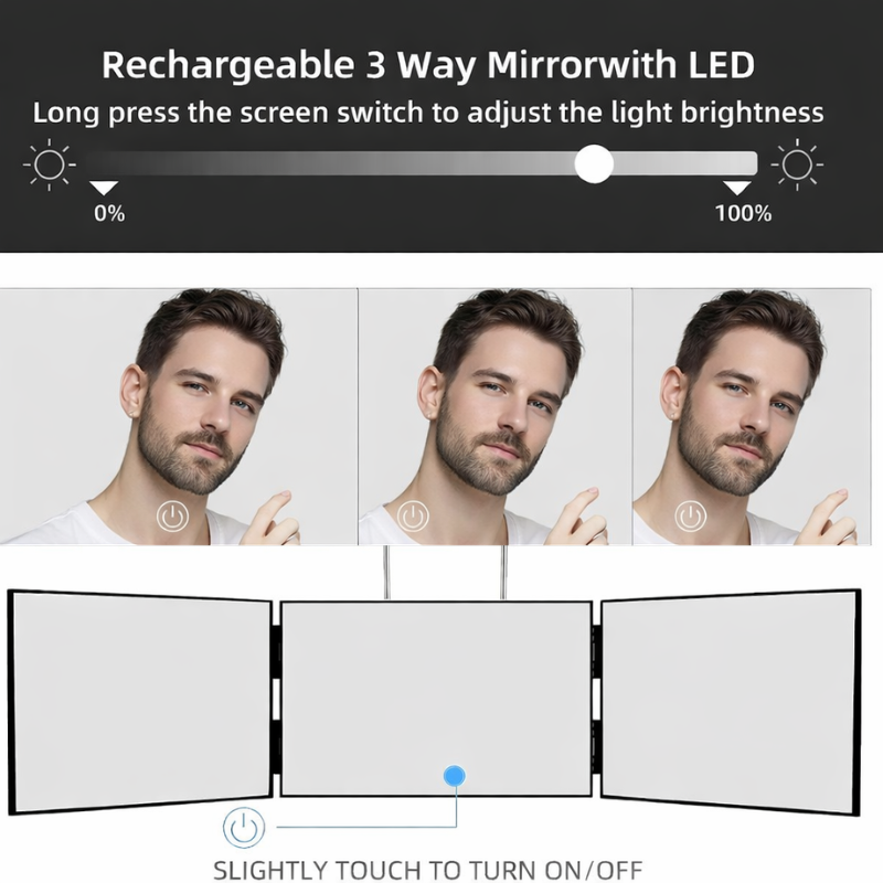 LED trifold mirror